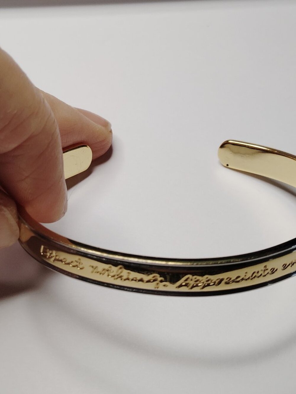 Rustic Cuff Gold & Silver “Expect Nothing” Quote Bracelet - Picture 3 of 8